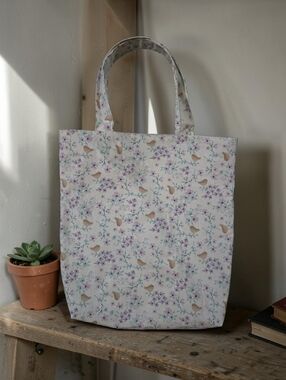 Handmade Floral Bird Tote Bag | Cottagecore Shoulder Bag | Lightweight Everyday